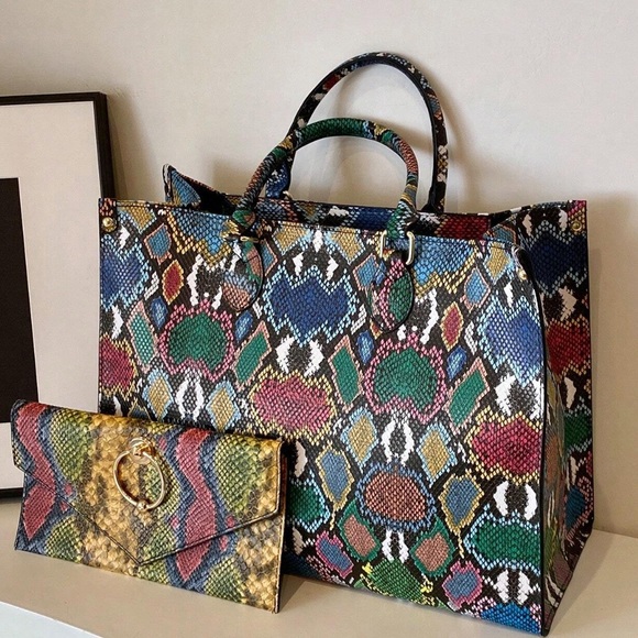 🆕 Python Patterned Tote Bag Set - Picture 5 of 7